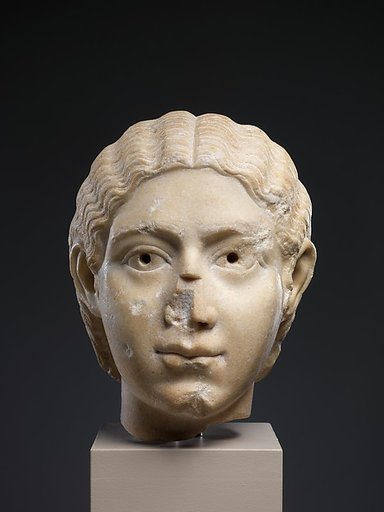 Marble portrait head of a woman