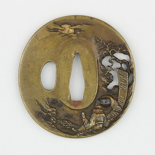 Sword Guard (<i>Tsuba</i>) Depicting Hanshan and Shide (寒山拾得図鐔)