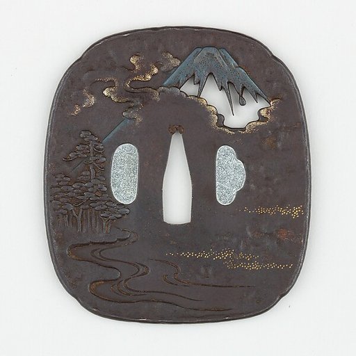 Sword Guard (<i>Tsuba</i>) Depicting The Pine Grove at Miho (三保松原図鐔)