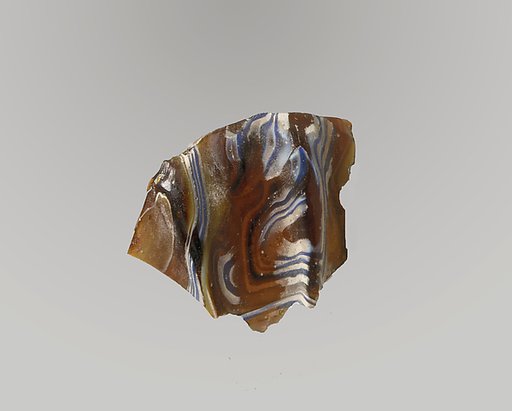 Glass mosaic ribbed bowl fragment
