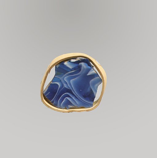 Glass mosaic ribbed bowl fragment