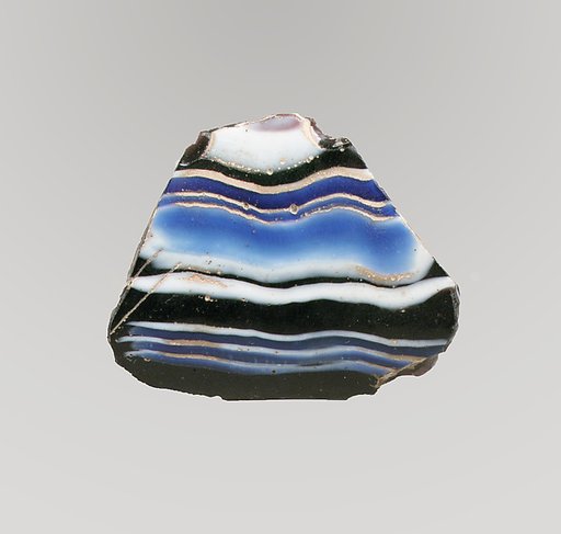 Glass mosaic ribbed bowl fragment