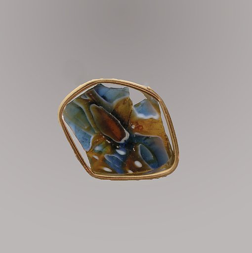 Glass mosaic ribbed bowl fragment