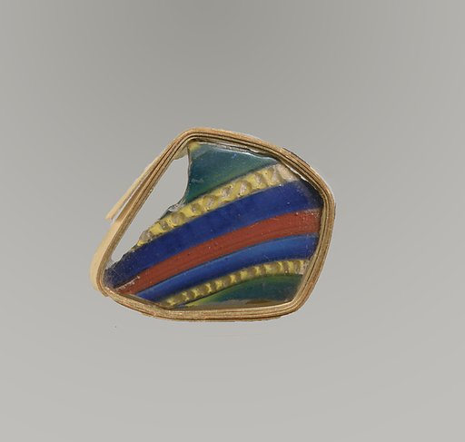 Glass striped mosaic bowl fragment