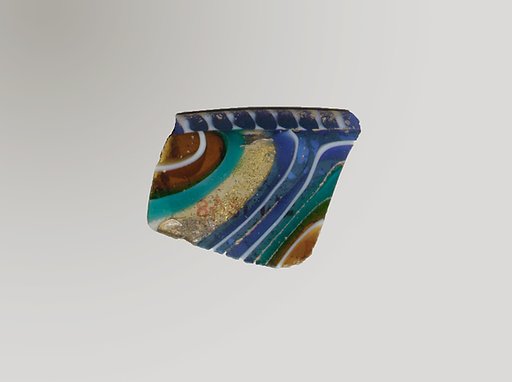 Glass gold-band mosaic bowl fragment