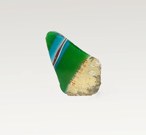 Glass gold-band mosaic bowl fragment