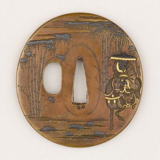 Sword guard (</>Tsuba</i>) Depicting Exiled Writer and Statesman Su Shi (蘇東坡図鐔)