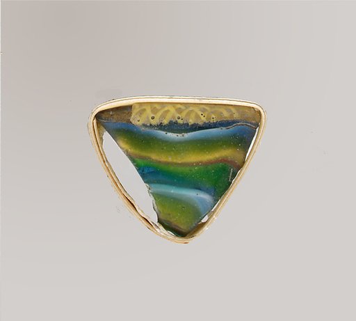 Glass striped mosaic bowl fragment