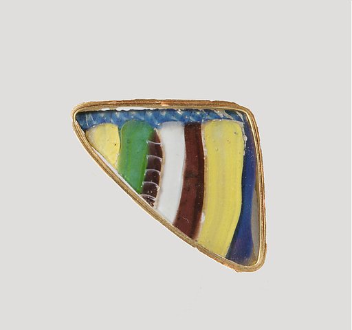 Glass striped mosaic bowl fragment