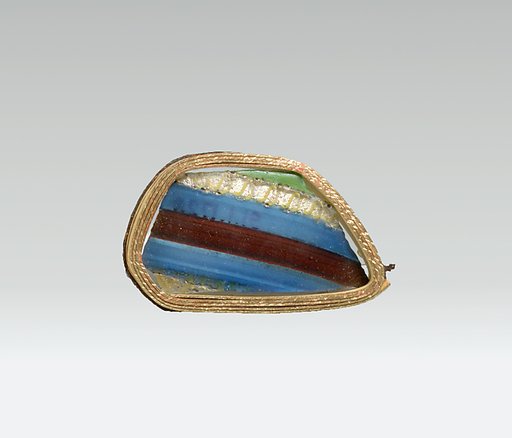 Glass striped mosaic bowl fragment