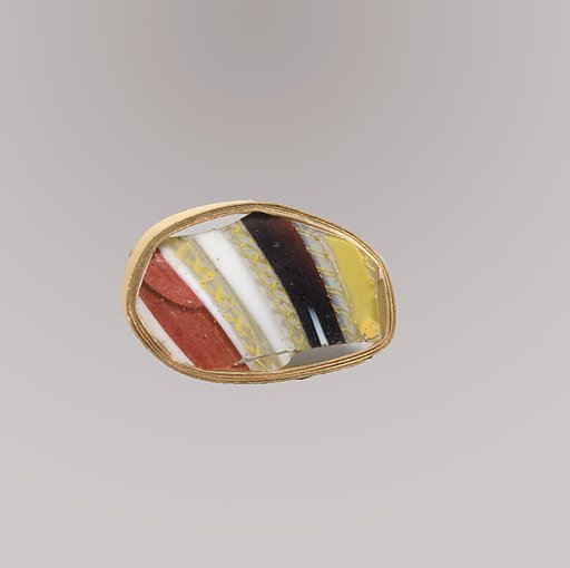 Glass striped mosaic fragment