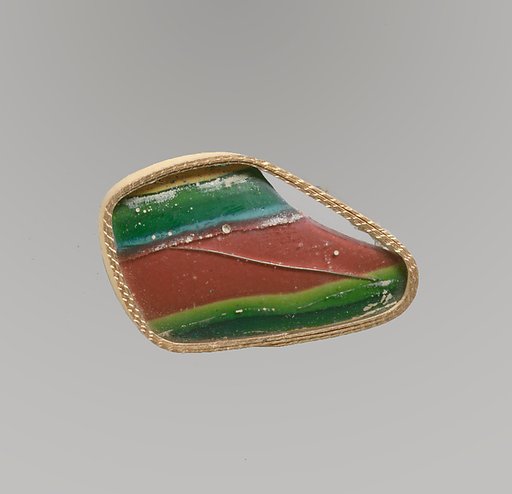 Glass striped mosaic bowl fragment