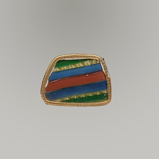Glass striped mosaic bowl fragment