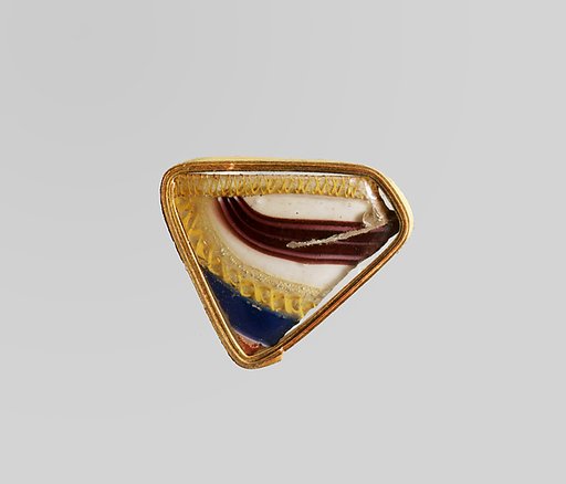 Glass striped mosaic bowl fragment
