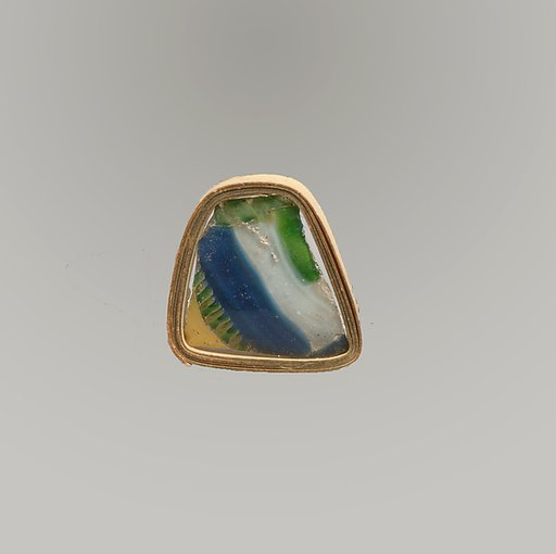 Glass striped mosaic bowl fragment