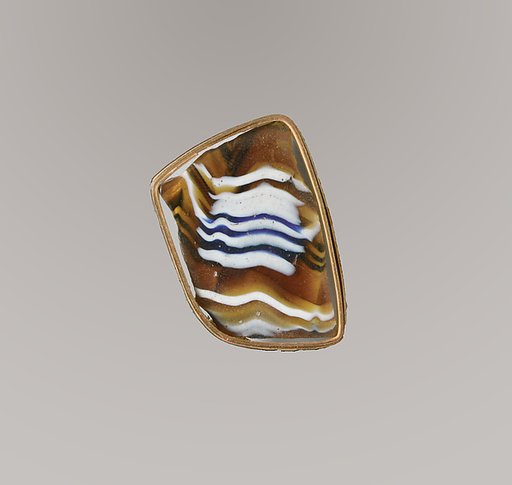 Glass mosaic ribbed bowl fragment