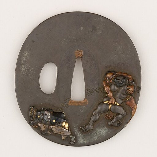 Sword guard (<i>Tsuba</i>) With Sumō Wrestling Motif (相撲図鐔)