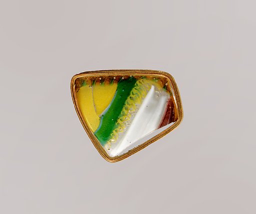 Glass striped mosaic bowl fragment