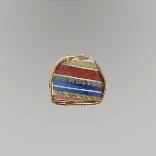 Glass striped mosaic bowl fragment