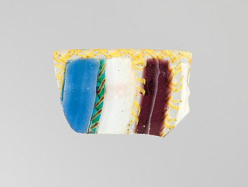 Glass striped mosaic bowl fragment
