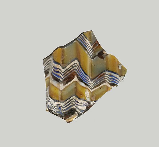 Glass mosaic ribbed bowl fragment