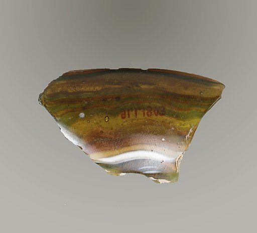 Glass mosaic ribbed bowl fragment