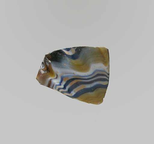 Glass mosaic ribbed bowl fragment