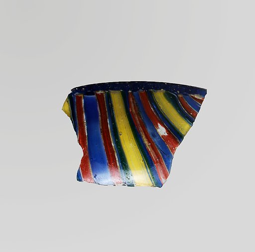 Glass striped mosaic bowl fragment