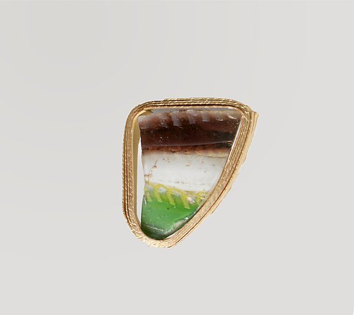 Glass striped mosaic bowl fragment