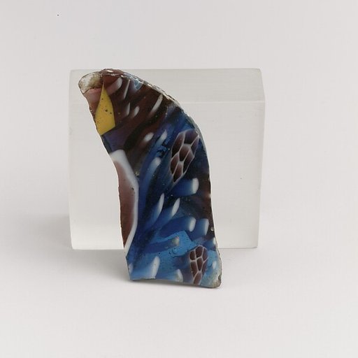 Glass mosaic ribbed bowl fragment