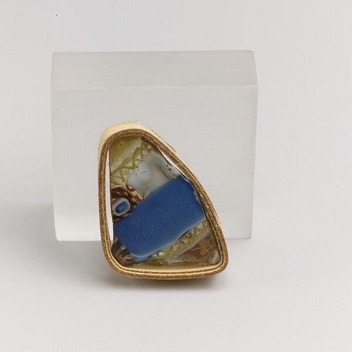 Glass striped mosaic bowl fragment