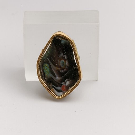 Glass mosaic carinated bowl fragment