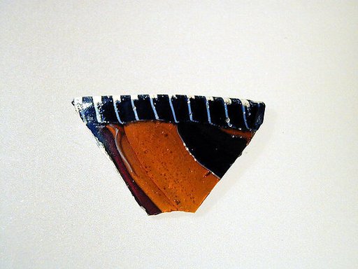Glass striped mosaic bowl fragment
