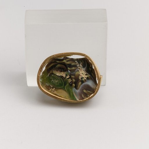 Glass mosaic carinated bowl fragment