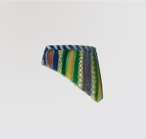 Glass striped mosaic bowl fragment
