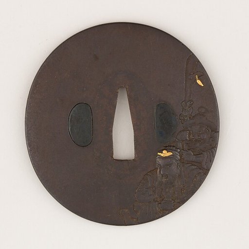 Sword guard (<i>Tsuba</i>) Depicting Zhūgě Liàng and Guān Yǔ (孔明・関羽図鐔)
