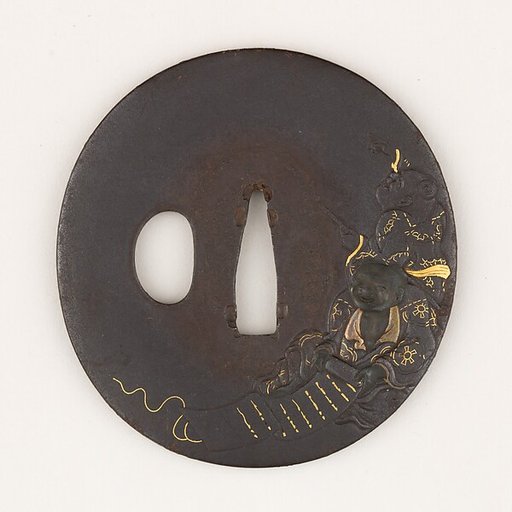 Sword guard (<i>Tsuba</i>) Depicting Hanshan and Shide (寒山拾得図鐔)