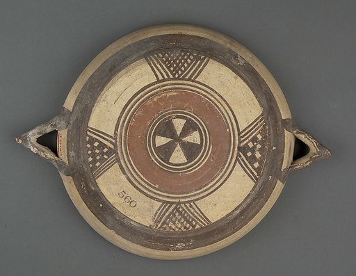 Terracotta plate with horned handles