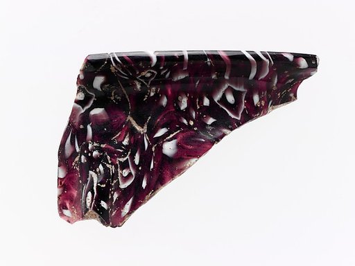 Glass mosaic ribbed bowl fragment