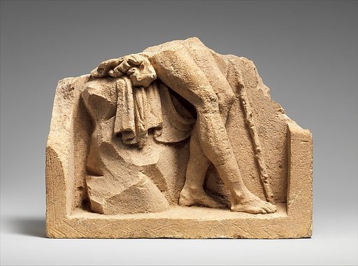 Limestone relief of a youth, from a funerary building