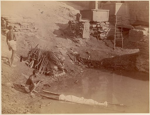 [Cremation Ground at Manikarnika Ghat, Varanasi, India]