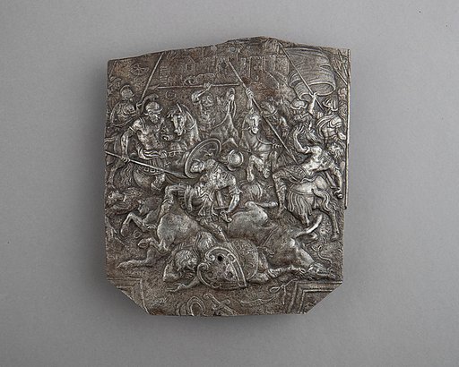 Fragment of an Embossed Armor Depicting Combat of Horsemen