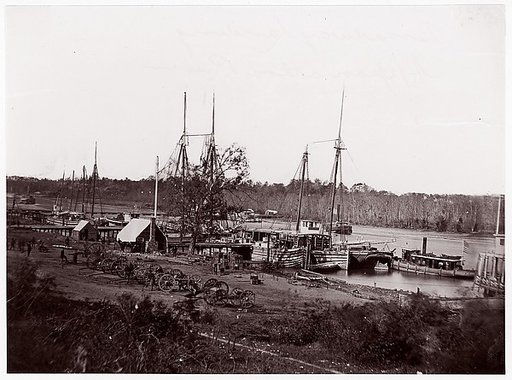 [Broadway Landing with Supply Boats, Appomattox River, Virginia]