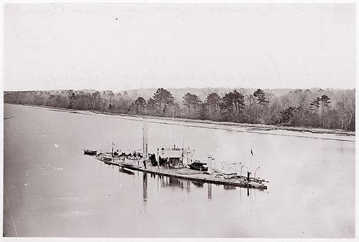 U.S. Monitor "Casco" on James River, taken from a lookout tower on bank.