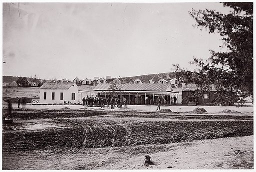 [Winter Quarters of Unidentified Union Army Encampment with Ambrotype and Photograph Gallery]