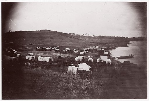 [Wagons Below Confederate Entrenchments, Belle Plain, Virginia]