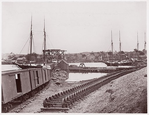 Unloading Supplies for U.S. Military Railroad opposite Richmond, Virginia