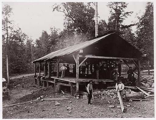 [Workers and Soldiers at Government Saw Mill, Chattanooga (?), Tennessee]