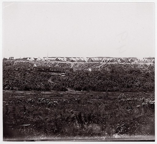 [Unidentified Union Army Encampment on a Bluff]