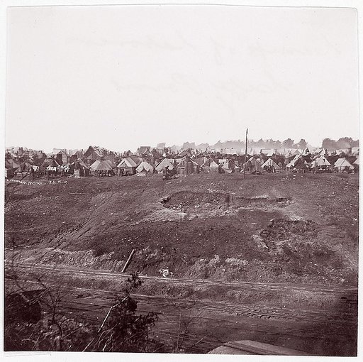 [Camp of Construction Corps, U.S. Military Railroad at City Point, Virginia]